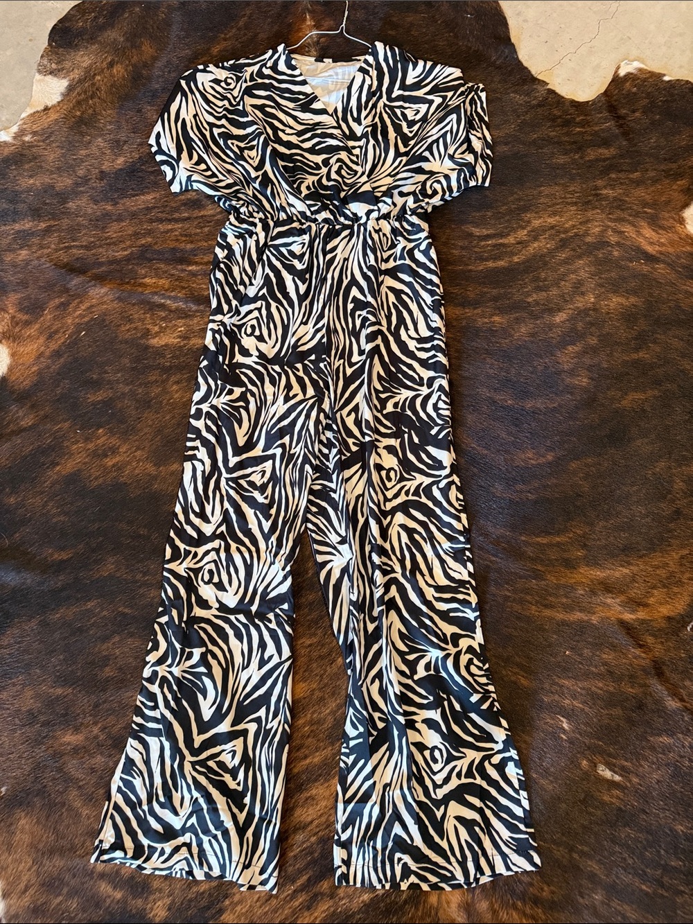 Women’s Black & White Zebra Print Jumpsuit